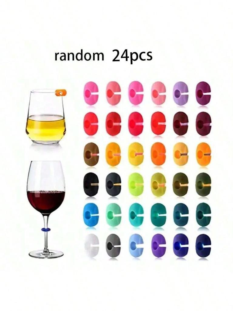 Segnabicchiere in silicone multicolore per vino rosso, ideale come ciondolo identificativo per bicchieri, etichette per feste e articoli per feste.