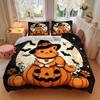 3pcs Moon Orange Cat Pumpkin Halloween Print Cover Set Ultra Soft, Breathable, and Comfortable Bedding with Stylish Design for Bedroom and Guest