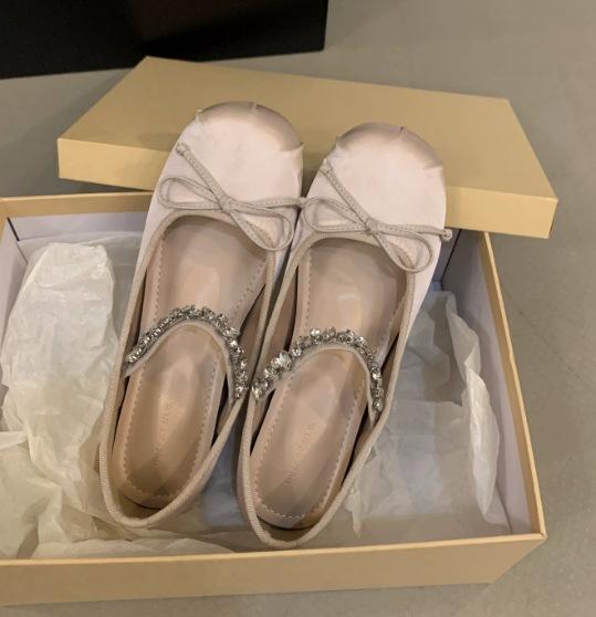 Inner Height Increase Small Satin Single Shoes Women's 2025 New Spring and Autumn French Retro Ballet Style Thick-soled Mary Jane Shoes