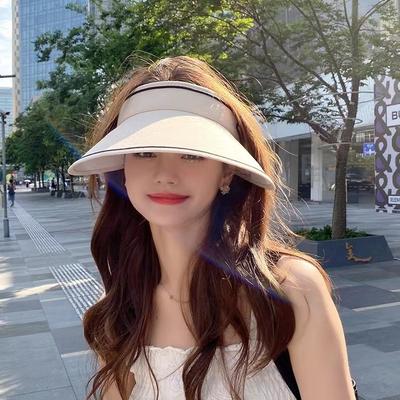 Chapeau de soleil d'été à large bord UPF50 + pour le cyclisme, anti-ultraviolet, à sommet ouvert, pour femme, chapeau de soleil UV, chapeau de soleil avec couvre-visage