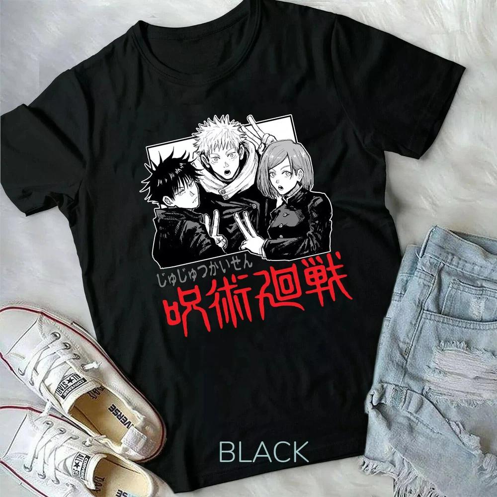 Unisex TShirt Satoru GojoYuji Itadori Megumi FushiguroJujutsu TShirt Black