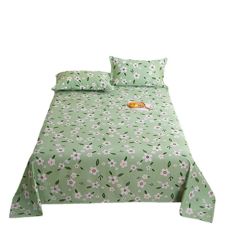 Simple Cotton Bed Sheet for Double Bed - Suitable for Summer & Student Dormitory, 40 Count, All Seasons