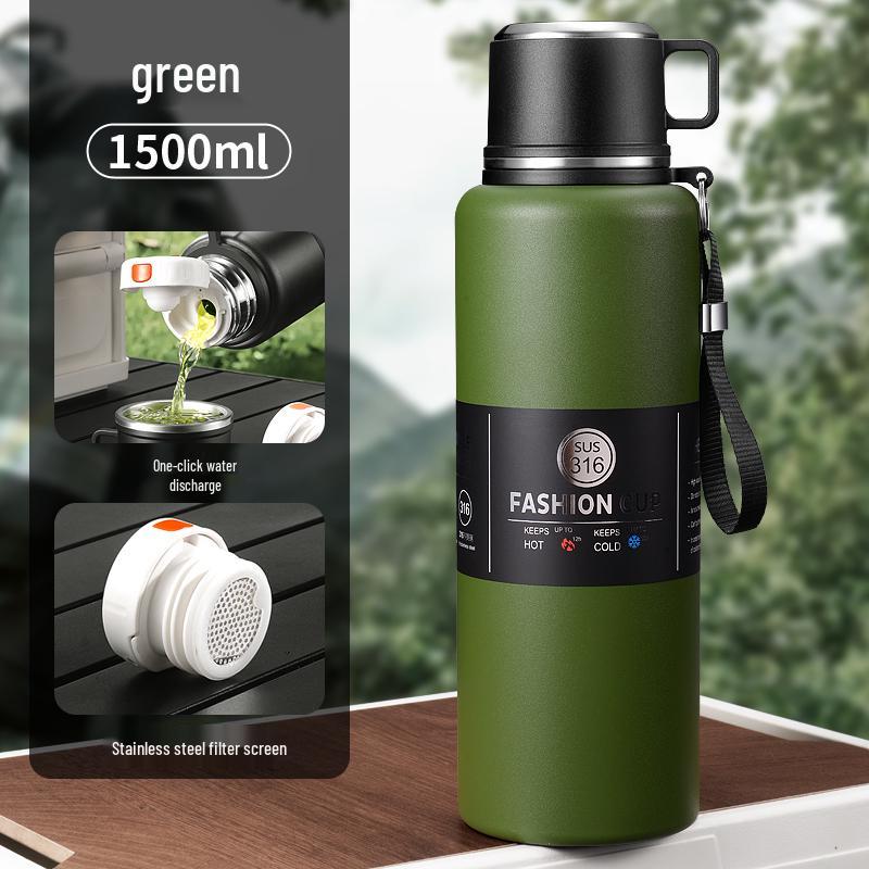 Stainless Steel Insulated Thermos for Men & Women - Large Capacity, Portable Travel Water Kettle