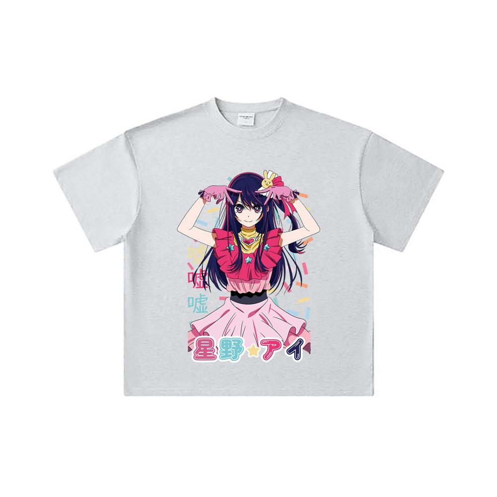 260 GSM Double Yarn 32 Count 100% Cotton Oshi No Ko V1 Print Unisex Heavy Cotton T Shirt