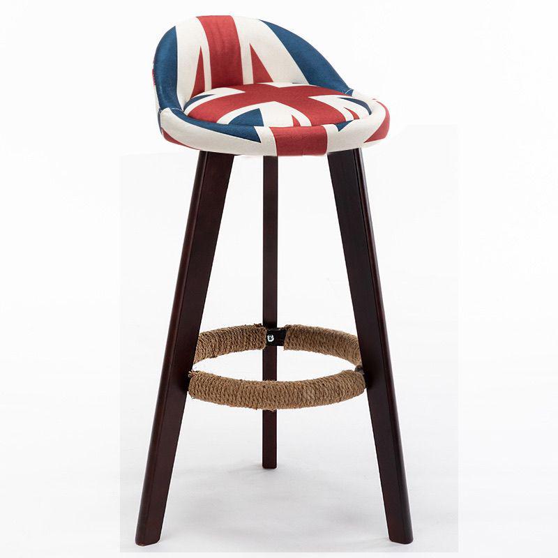 Nordic Minimalist Solid Wood Bar Stool with Backrest for Home or Cafe Use