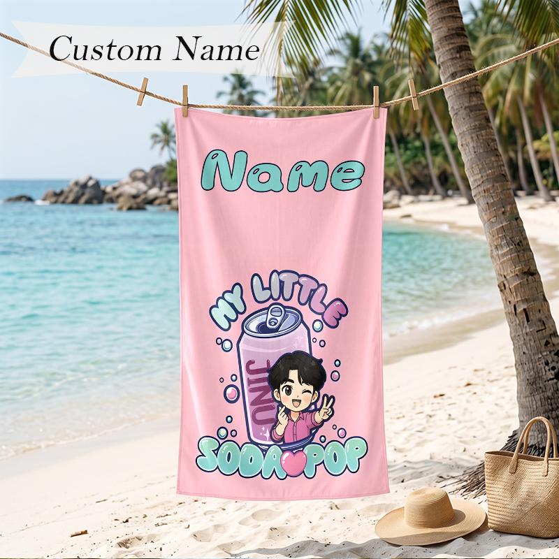 Jinu Benutzerdefinierter Name Aufgedrucktes Strandtuch Personalisiertes Weiches Handtuch zum Schwimmen Strand Reisen