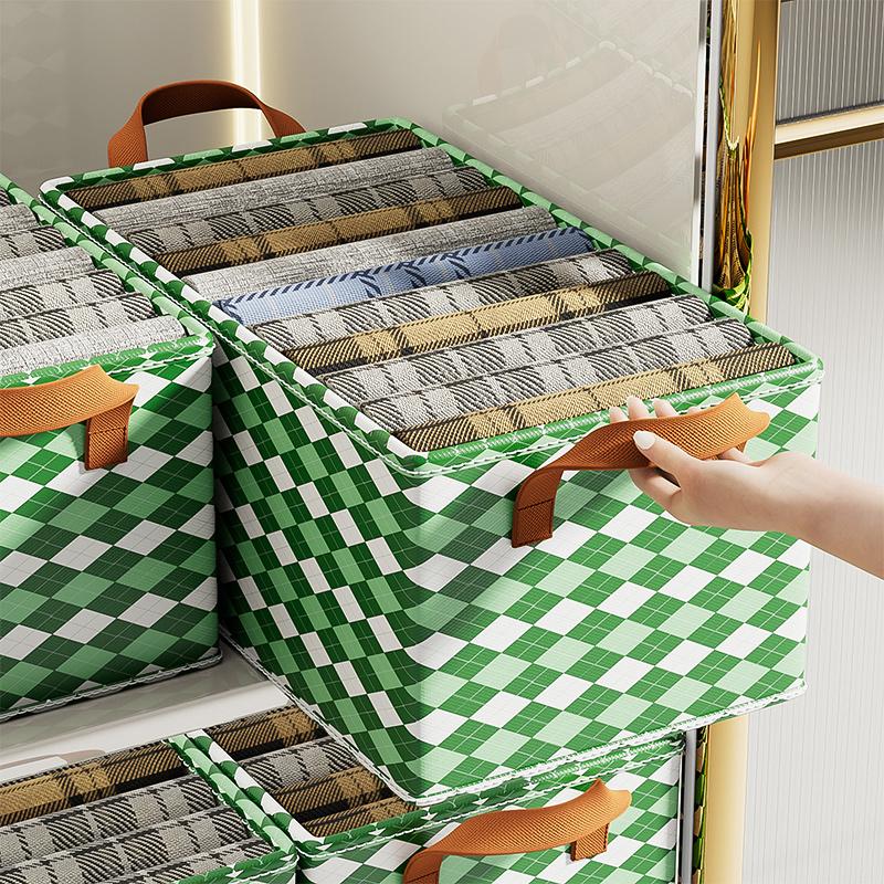 Folding Storage Boxes Clothes Folding Box Cube Canvas Storage Basket Shelf Pants Drawer Bed With Handles For Home Office