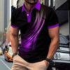 Men's black Polo shirt with purple gradient fluid pattern on the collar