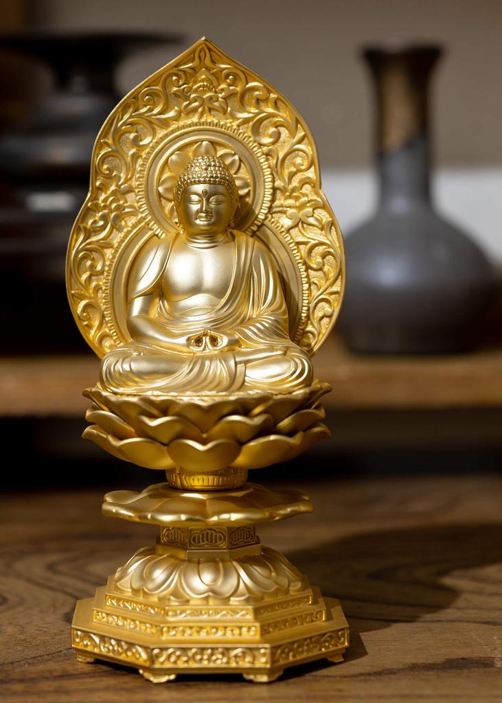 Seated Amitabha Buddha 15cm Shuun Tendai Takaoka bronzeware Buddha seated statue, (gold plated/24k gold), sculptor Makita, model sect, (Amitabha