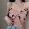Design Sense Niche Bowknot Cross Sexy Camisole Vest For Women Summer Hot Girl Short Knitted Top