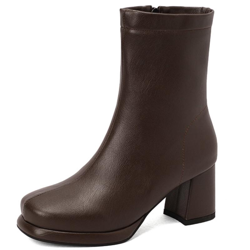 Dámské módní kotníkové boty Podzimní zimní obuv Černé krátké boty Zip Krátké podpatky Společenská obuv Dámská značková Velká velikost 50