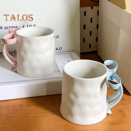 Ceramic Coffee Mug Elegant Tea Cup for Women Festive Bow Drinking Mug with Ribbon Handle Hot Cold Drinking Mug Gifts for Valentine's Birthday