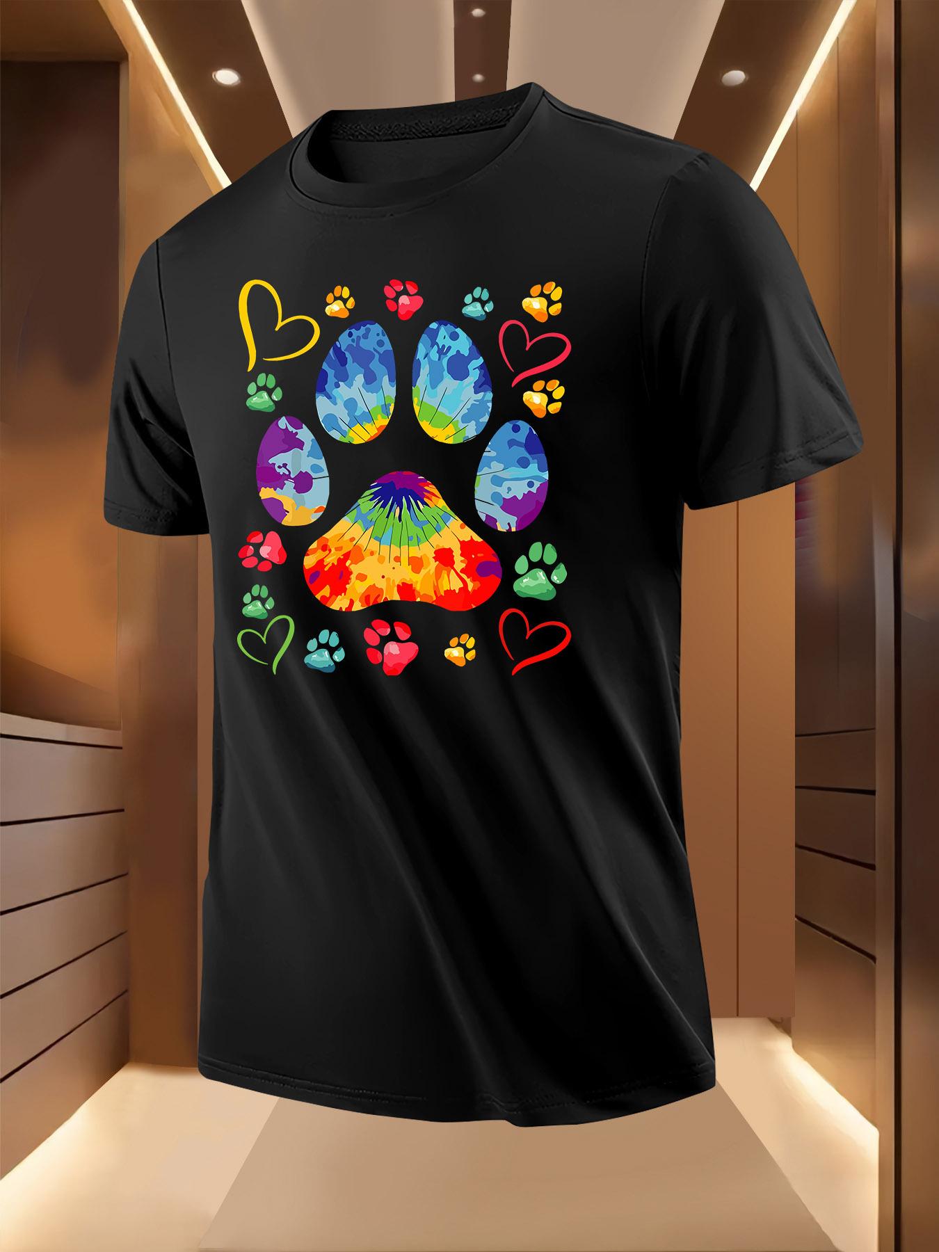 Vibrant Paw Print Love Pattern Tshirt XL
