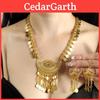 Middle East Jewelry Set With Gold Alloy Coin Necklace And Earrings For Women