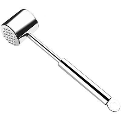 Meat Tenderizer Professives 304 Hammer Meat Tenderizer Double Face Hammer Meat Tenderizer for Schnitzel Steak Beef 26 Cm Long Silver