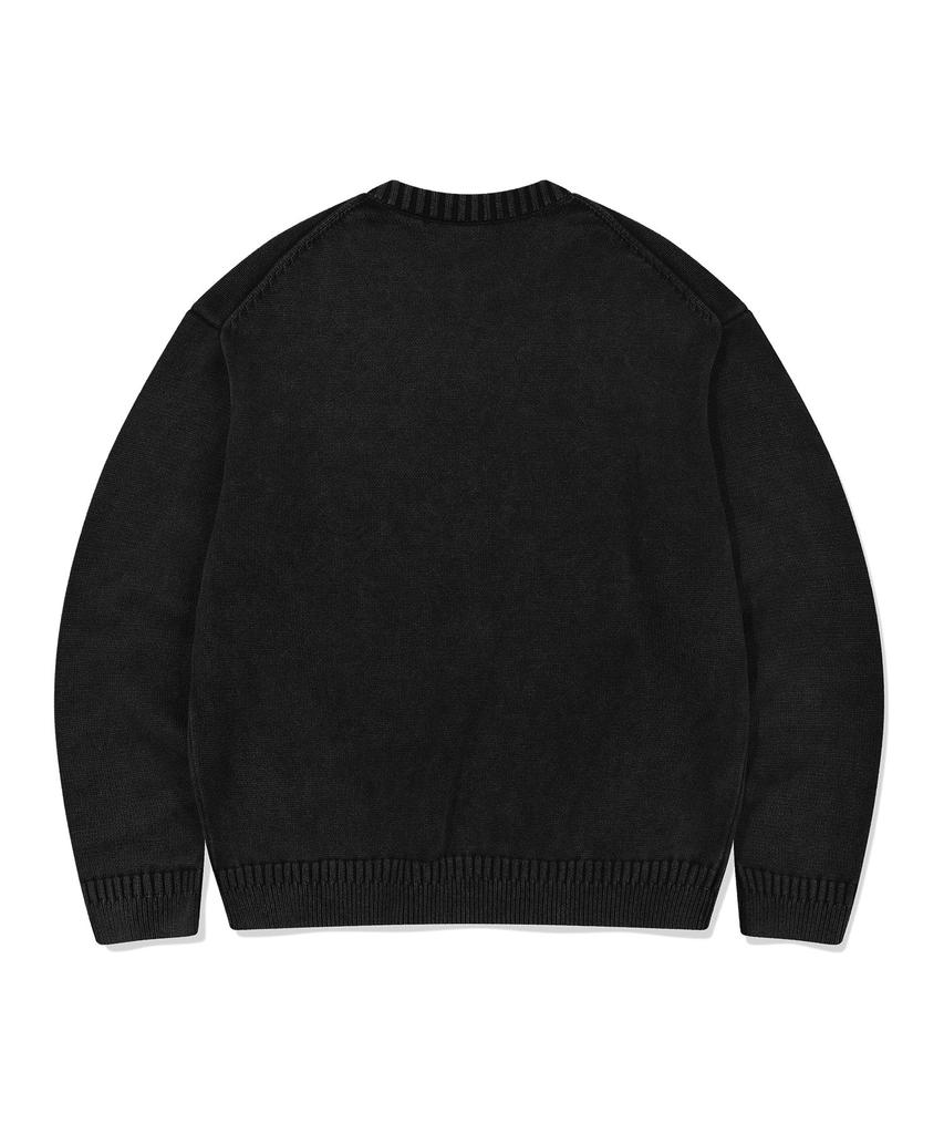 WACKY WILLY Embossed Logo Pullover Sweater Charcoal