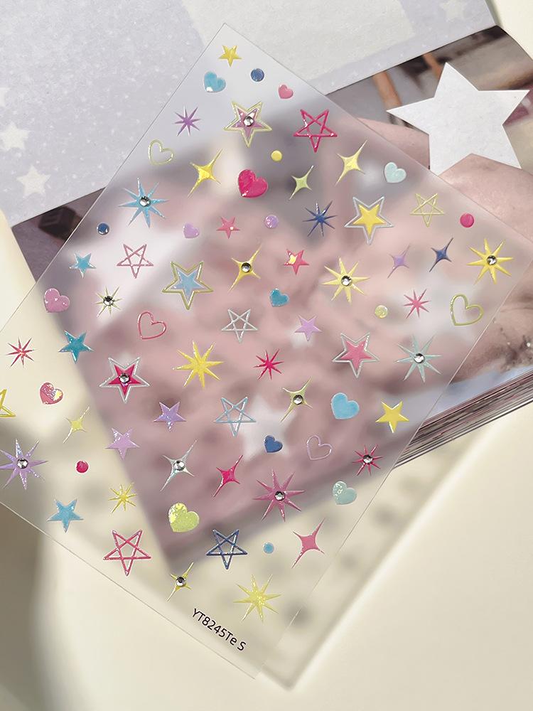 

MINKYS New Arrival 1pc Kawaii Star Flower Sticker DIY Scrapbook Stickers Confetti Phone Camera Laptop Decorative Nail Sticker