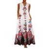 Plus Size?Bohemian Summer Beach Women Sleeveless V Neck Loose Kaftan Maxi Dress