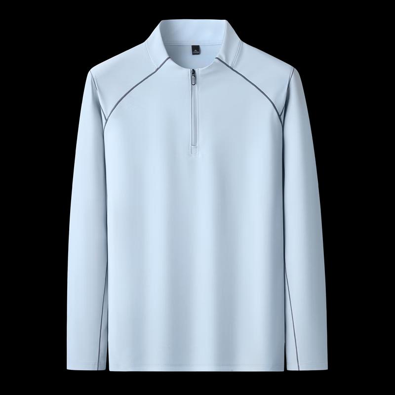 Men's Plus Size Quarter-Zip Breathable Long Sleeve Stand Collar T-Shirt