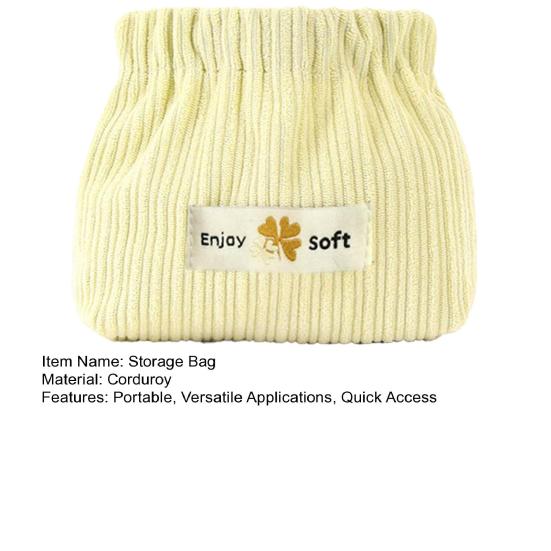 Corduroy Self-Closing Pouch Hair Tie Organizer Portable Snap Closure Pouch Storage Bag for Lipstick
