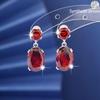 Elegantes Pendientes de Gota con Circonita Cúbica Roja - Modernos Pendientes de Botón para Mujer