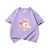 Kids Cotton T Shirt Adorable Mouse With Bow  Flower Print Crew Neck Short Sleeve Tee Casual Boys Girls Summer Tops