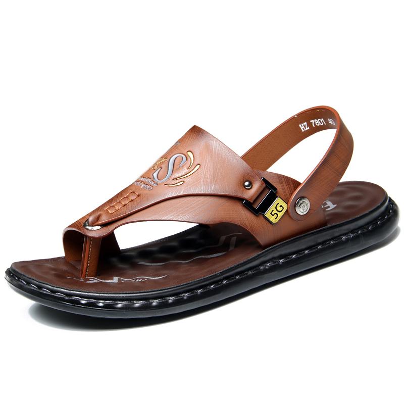Fashion New Arrival Slippers Summer Mens Leather Flats Classic Roman Sandals Outdoor Beach Rubber Flip Flops Man Water Trekking Sandals