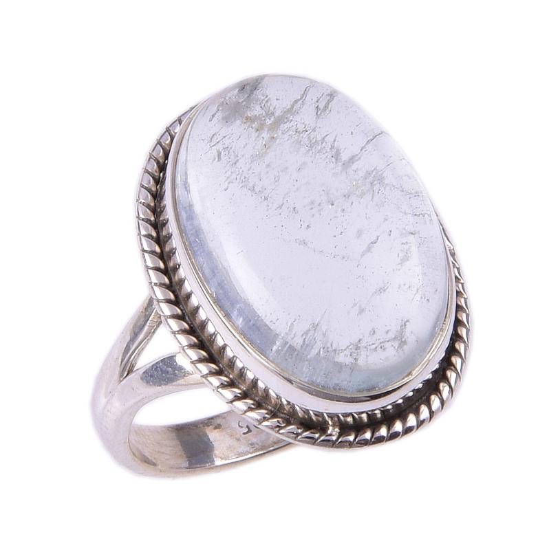Pedra Preciosa Água-Marinha Natural Feito à Mão Prata de Lei Sólida 925 Anel Tamanho 6 l8s97