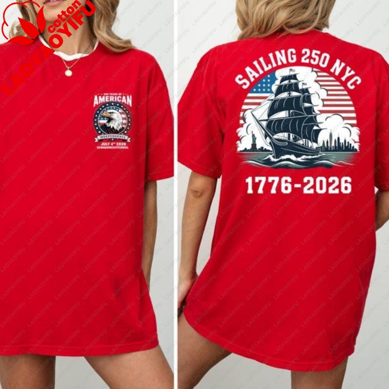 

Sailing Shirt American Independence Day 17762026 Tee Fourth of July Patriotic TShirt Vintage Sailing Graphic Oversized T Shirt S