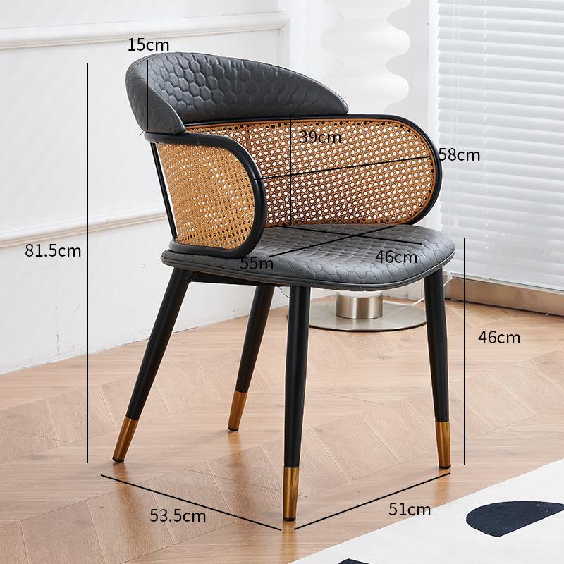 Light Luxury Rattan Armchair Single Person Chair Home Restaurant Backrest Chair Vintage Coffee Shop Chair