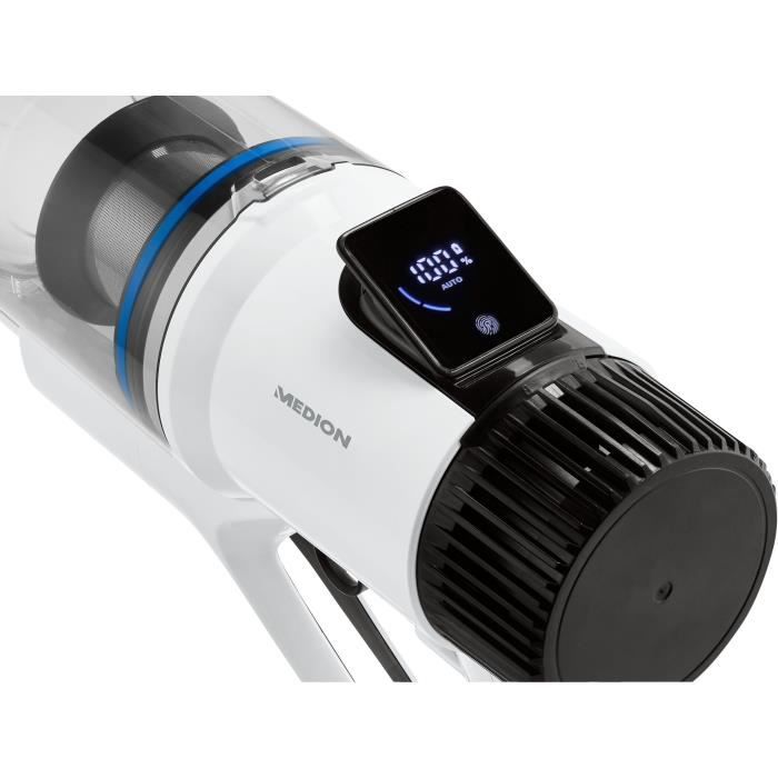 Aspirateur balai sans fil - medion md11860 - 55 min - 400 w - 2,500 mah - blanc / gris