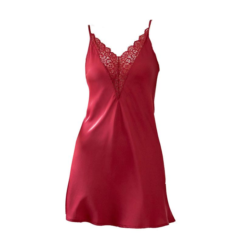 Sheer women’s lingerie, sexy strappy dress, loungewear nightdress, lace, alluring deep V-neck
