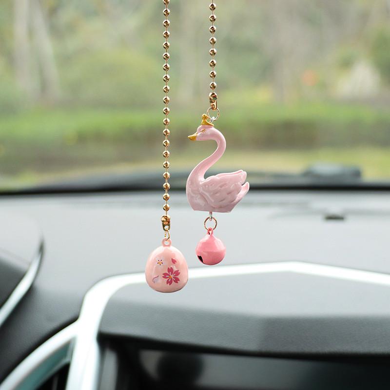 Minimalist Car Accessories Swan Crown Sound Bell Hanging Decoration Blue