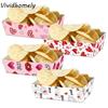 12Pcs/Set Creative Disposable Paper Food Trays Paper Boat-Shaped Trays Party Snacks Trays Thickened Rectangular