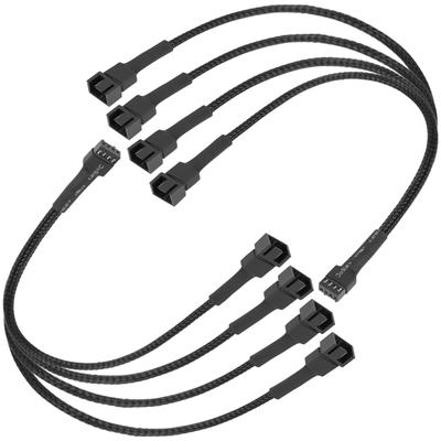 upHere PWM Fan Extension Power 3 and 1 for Adding Fans To PC Cases Cable, 4-way Cable, 3-pin 4-pin Fans, Y-Shaped, 2-Piece, [FH4-2]