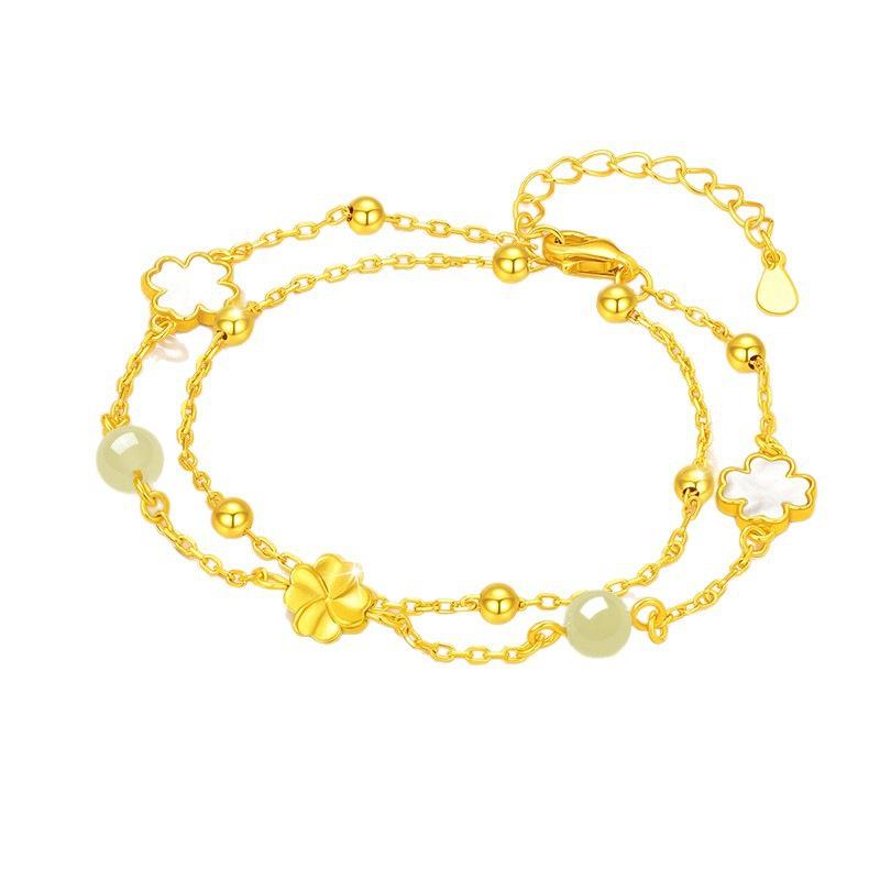 2026 Pure Gold Four-Leaf Clover Bracelet for Women - New Valentine s Day Commemorative Gift
