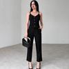 2024 Summer European & American Solid Color Spaghetti Strap Vest and Straight-Leg Pants Set