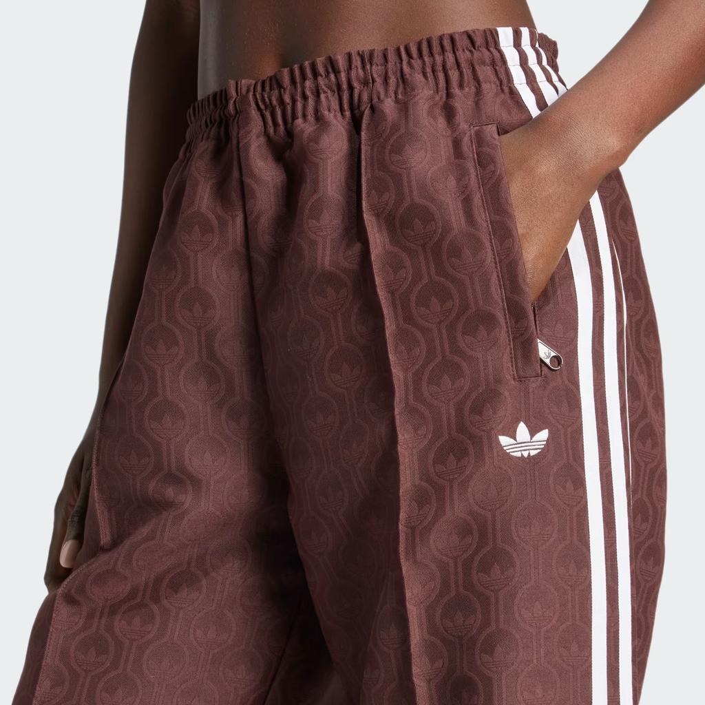 Adidas Originals Retro Stripe Elastic Waist Straight Loose Casual Pants Women Bottoms Shadow-Brown JN8304