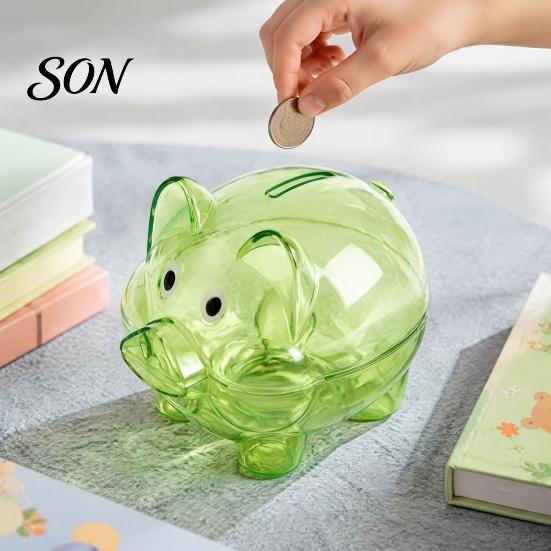 Dětské prasátko Nerozbitný plast pro děti, Průhledný tvar prasátka Dekorativní držák na hotovostní mince Banka, Sklenice na spoření Box Dekorace do školky Ložnice