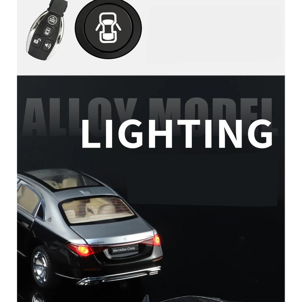 1/24 Maybach S680 Key Control Alloy Model Car Toy Diecasts Metal Casting Sound and Light Pull Back Car Toys for Children Vehicle