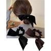 Large Velvet Ribbon Chouchou Adults Black Hair Accessory Tie (blackbrown)