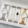 4pcs/Set Fashion Women's Steel Band Watch Minimalist Small Disc Quartz Watch Love Bracelet Set