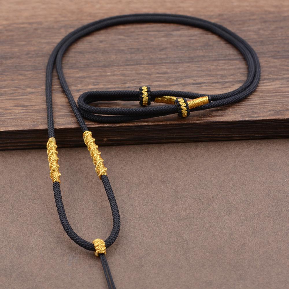 Adjustable Handwoven Gold Jadeite Pendant Necklace Cord