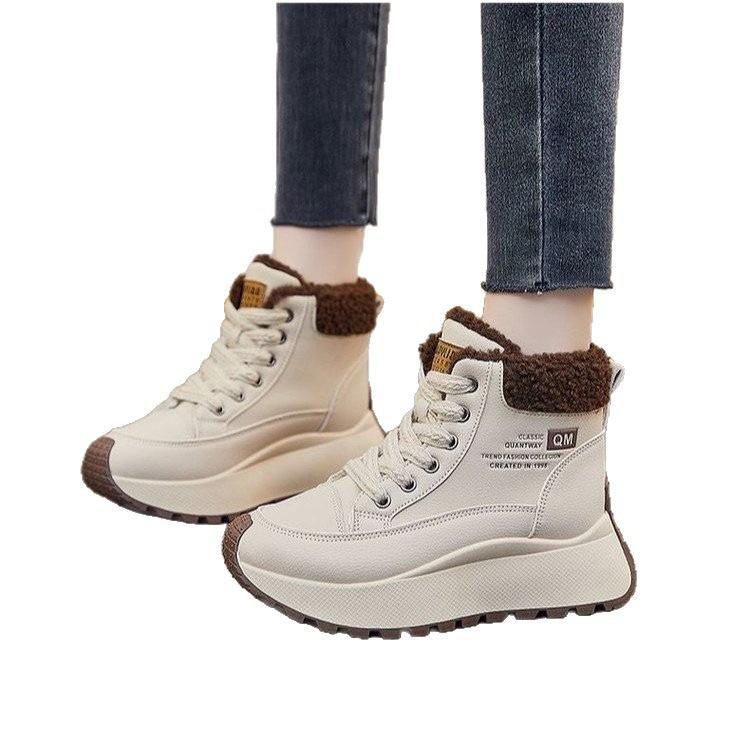 Thick-soled plush snow boots winter new plush thickened outer wear non-slip high-top warm cotton shoes