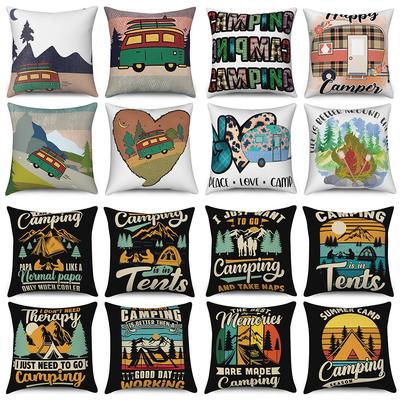 Decorative Printed Cushion Covers, Camping, Bus, Pillow, Home, Sofa Throw