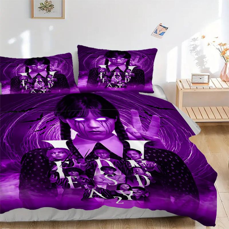 

3pcs Wednesday Addams Duvet Cover Set, 1 Duvet Cover + 2 Pillowcases (No Insert), High-Definition Print, Home & Dorm Set yy251208076 135x200cm