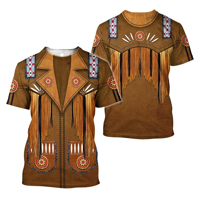Top Oversized T-shirt Short Sleeved Crepe Casual Fashion 3D Printed Western Denim Graphic Men's T-shirt Summer