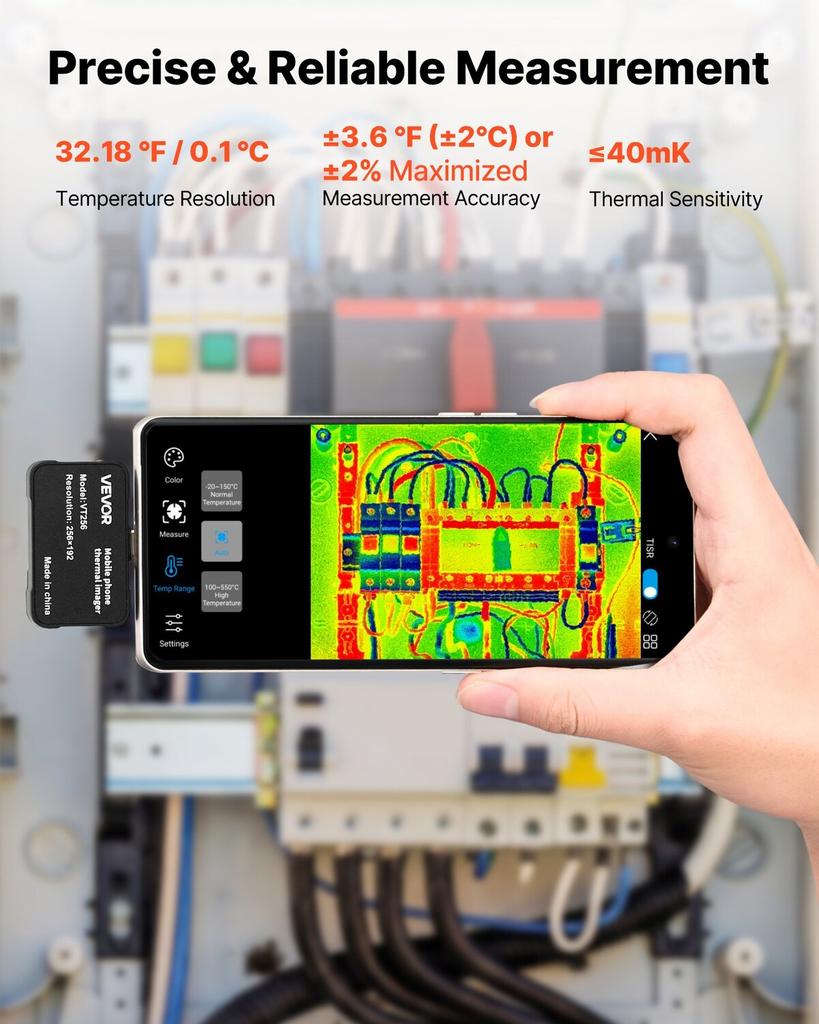 Thermal Imaging Camera for Android & iOS, 512 X 384 Super Resolution, 25HZ Refresh Rate Infrared Thermal Imager for Smartphones Tablets, 256 X 192 IR