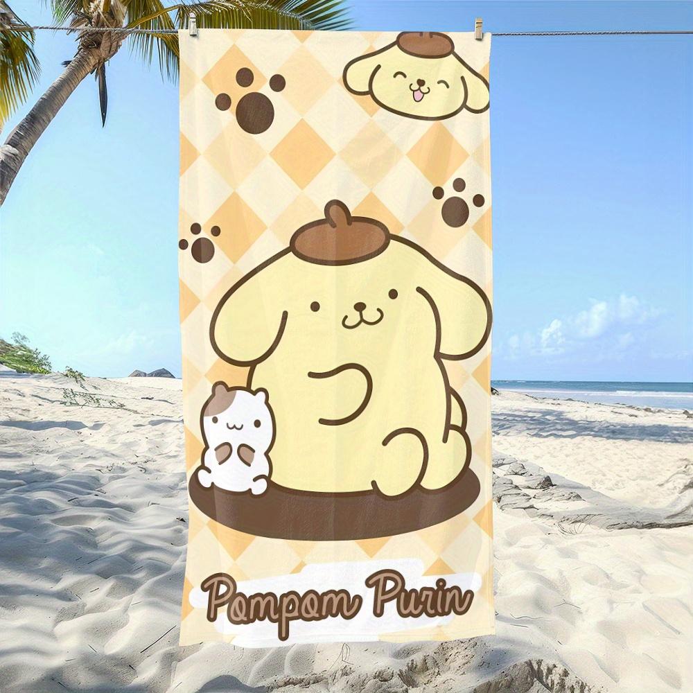 

1pc Sanrio Pompompurin Beach Towel Polyester - Quick Dry Lightweight Soft Towel for Swimming Travel Camping, Unisex Beach Mat W40*H60(CM)