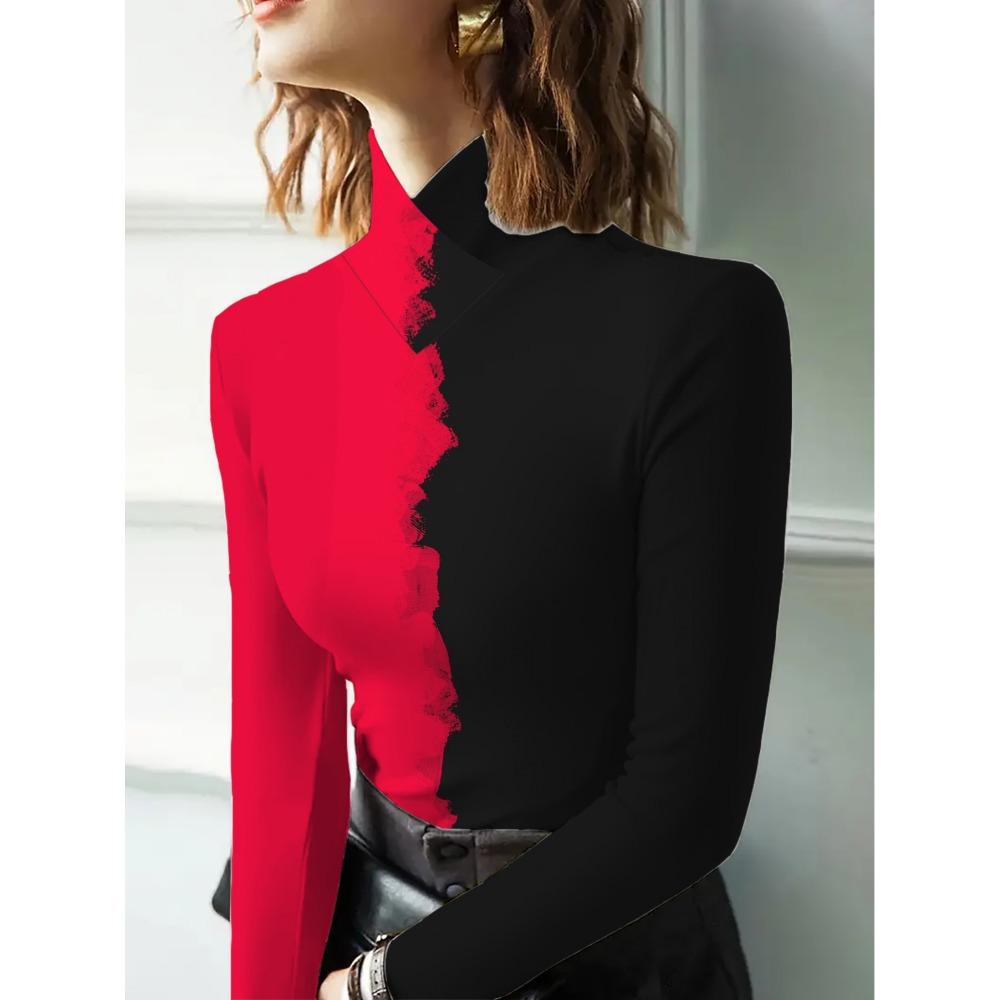 Women's Cheongsam Collar Long-sleeved T-shirt, Suitable for Women, Regular Version, Spring and Autumn Series